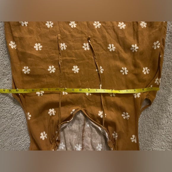 Sonoma Yellow Brown Ruffled Tiered Sundress, Boho, Summer, Festival, Cottagecore - Picture 5 of 6